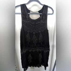 Free People Sleeveless Beaded Black Dress